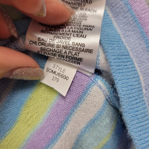 Sigrid Olsen Womens Tank Top Womens Large Knit Career Office Pastel Strip Easter - Picture 12 of 14